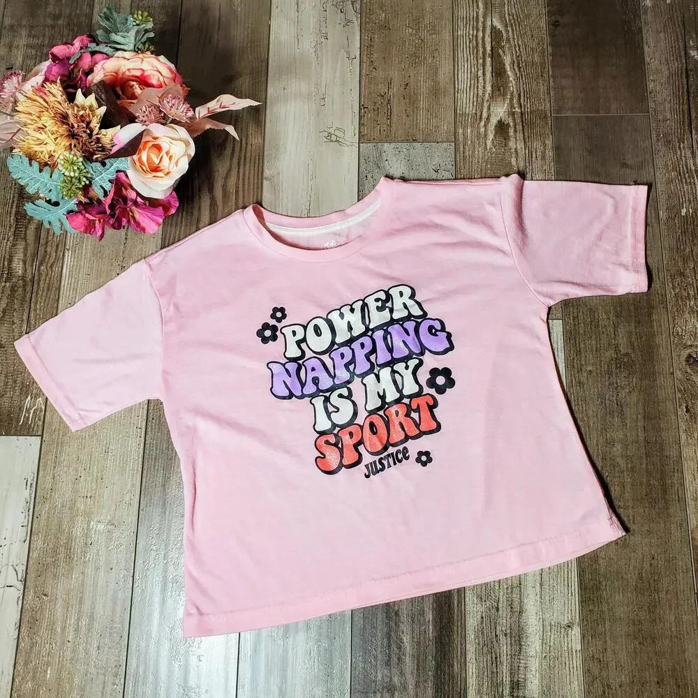 Justice Girls Pink Short Sleeve Sparkly Top Size 12/14 Large